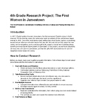 Women's History Month - Jamestown's First Women Research Assignment