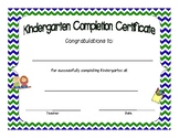 Kindergarten Completion Certificate