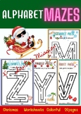 Santa Alphabet Maze Worksheets for Preschool preK kindergarten Printable