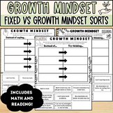 Growth Mindset Cut & Glue - Mindset, Math, Reading, Fixed VS Growth Mindset