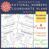 6th Grade Math Notes BUNDLE | English & Spanish | Integers + Graphing