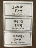 Characteristics of Quadratic Equations Foldable