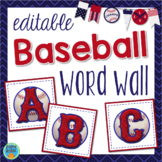 Baseball Theme Word Wall Sports Theme Bulletin Board with EDITABLE Word Cards