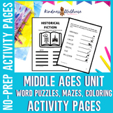 Middle Ages No Prep Activity Pages for Bell Work, Libraries, or Sub Plans