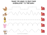 Farm animal tracing page, preschool farm activity, farm fine motor