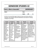 Genocide Studies 12 Unit 1: What is Genocide? WORKSHEET (digital)
