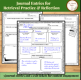 Journal Entries for Retrieval Practice & Reflection for High School Students