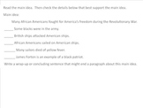 "James Forten": Main Idea / Details / Conclusion, Journeys, 3.14, SmartBoard