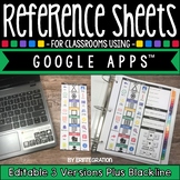 Editable Reference Sheets Binder Cheat Sheet for Classrooms Using Google Apps
