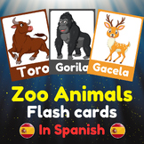Zoo Animals. 25 Printable Flash cards in Spanish for kids. Back to school.