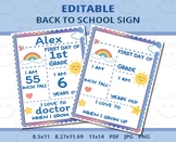 Editable First Day of School Sign | Rainbow Theme |Back to School Sign