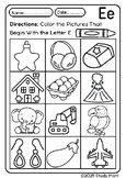 Color the Pictures That Begin With the Letter E