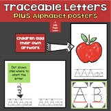 ALPHABET TRACING w/ DOTS & list of suggested artwork for preschoolers/Pre-K
