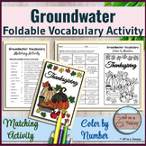 Groundwater Vocabulary Foldable Match Activity & Thanksgiving Color by Number