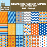 Clip Art: Geometric Patterns-Blue, Orange, Grey - 18 Digital Papers