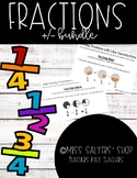 Adding & Subtracting Fractions with Like Denominators Notes BUNDLE