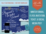 Winter Formal School Flyer Template , Ticket Invitation, Editable PTO ASB PTA