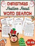 Christmas Festive Feast Word Search, Scramble worksheet winter activities, 1st-4