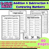 2 Digit Addition&Subtraction&Comparing Numbers Mixed Worksheets 1st Math Morning