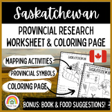 All About Saskatchewan: Mapping Activity, Research Worksheet & Coloring Page