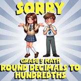 Round Decimals to Hundredths SORRY Math Game - No Prep Grade 5 Review