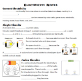 Electricity Cloze Notes (5th Grade)