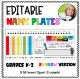 K-2 EDITABLE NAME PLATES! - BACK TO SCHOOL!