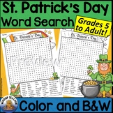 St. Patrick's Day Word Search Hard for Grades 5 to Adult