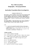 Year 8 Geography Australia Population Data Investigation (differentiated)