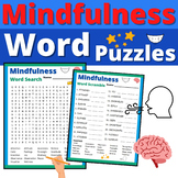 Mindfulness Word Search Puzzles Mental Health SEL Morning Relax No Prep
