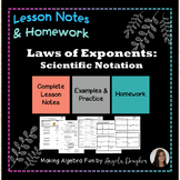 SCIENTIFIC NOTATION Laws of Exponents Lesson Notes & Homework Google Slides