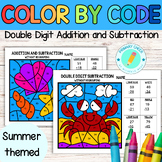 Summer Math Color by Number - 2 Digit Addition and Subtraction