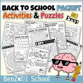 Back to School Puzzles | First Day worksheets Packet - Word Search, Mazes & MORE