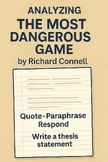 "The Most Dangerous Game" QPR Worksheet