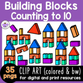 Counting Blocks 1 to 10 Math Clip Art Colored and BW