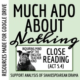 Much Ado About Nothing Act 5 Scene 4 Close Reading Worksheet for Google Drive