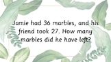 Two-digit Subtraction Word Problem Flashcards