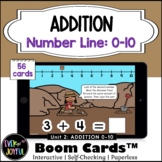 Kindergarten Math Boom Cards [Unit 2] Number Line Addition 0-10 (Dinosaur Dig)