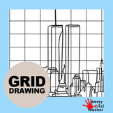 Twin Towers Patriot Day Grid Drawing Worksheet for Middle/High Grades