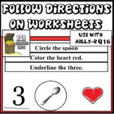 Follow Directions on Worksheets  ABA Therapy ABLLS-R Q16 Written Instructions
