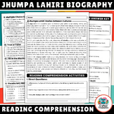 Jhumpa Lahiri Biography AAPI Heritage Month Reading Comprehension Activities ELA