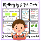 Multiplication Task Cards Math Centers for 2nd - 4th Grade 3 times tables