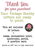 Vintage Shabby Roses Bulletin Board Ready-to-Print Letters!