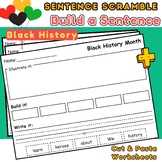 Black History Month Sentence Scramble Cut & Paste Worksheets for 1st Grade