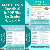 Math Tests (Bundle A) in PDF Files for Grades 4, 5, and 6