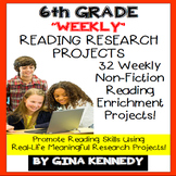 6th Grade Reading Projects, Enrichment For the Entire Year, PDF and Digital!