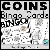 Coin Bingo Identifying Coins and Value for Kindergarten, First, and Second Grade