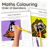 Order of Operations Evaluating Expressions Maths Coloring Worksheet Bundle