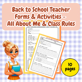 Back to School Teacher Forms & Activities - All About Me & Class Rules