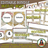 World Map Class Decor Bundle Editable Files